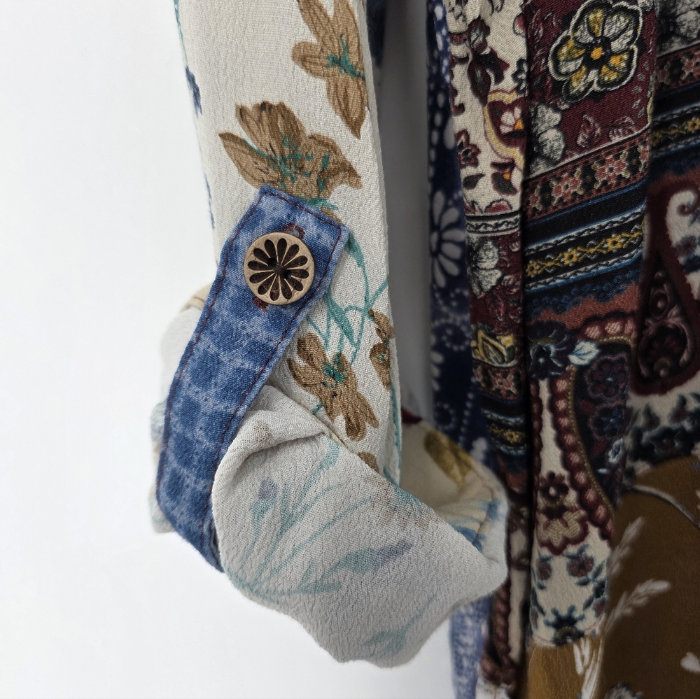 John Mark Floral Patchwork Button Front Convertib… - image 5